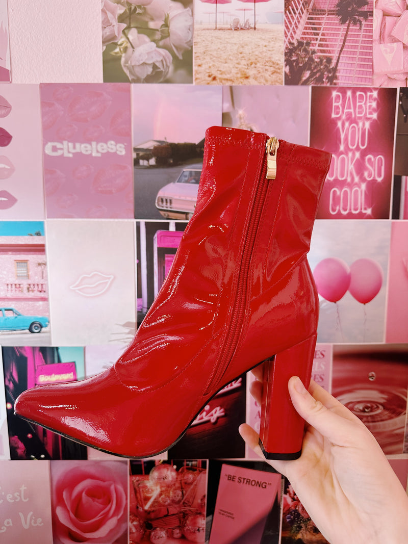 Size 10 Left- Holiday Bootie- Red