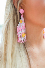 Pink Daisy Fringe Earrings