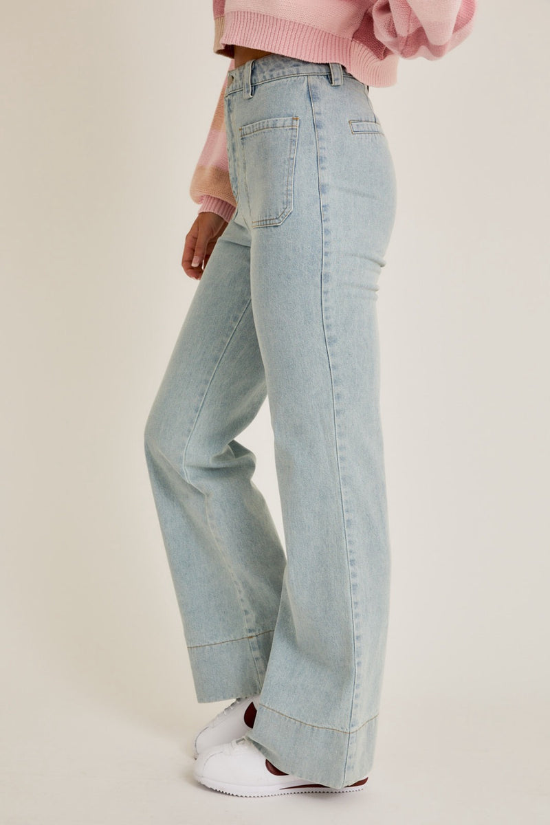 High Rise Patch Pocket Jeans