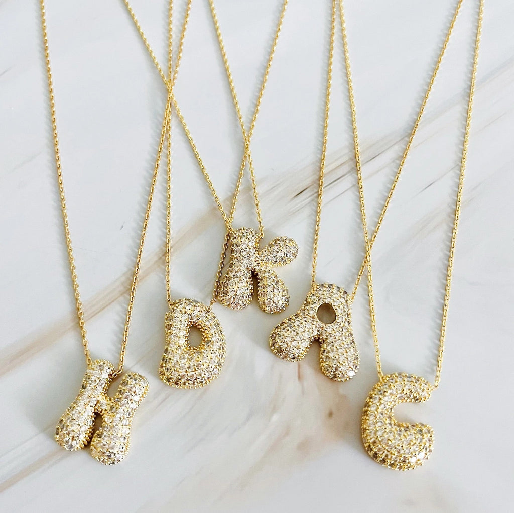 Crystal Initial Bubble Necklace